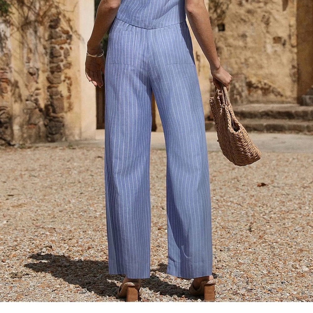 Pin Striped Wide Leg Pants - Picture 2 of 6